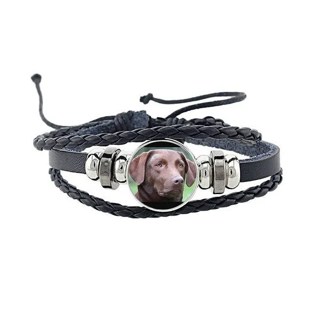 Rottweiler Glass Cabochon Bracelet, Sheltie, Shar Pei Dog, Multilayer Leather Bracelet, Fashion Accessories, Jewelry