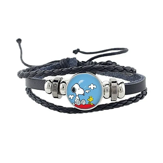 Rottweiler Glass Cabochon Bracelet, Sheltie, Shar Pei Dog, Multilayer Leather Bracelet, Fashion Accessories, Jewelry