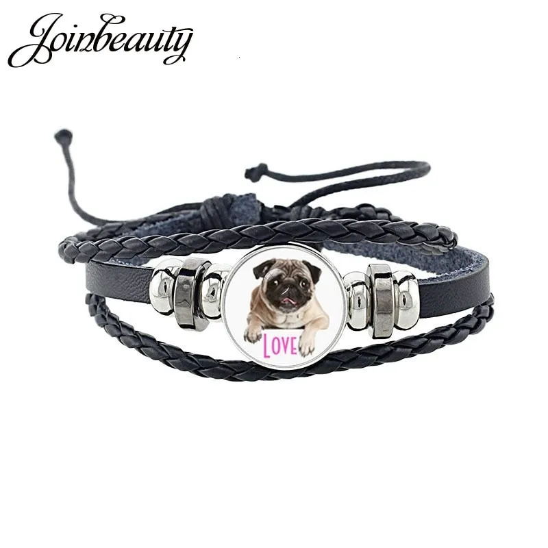 Rottweiler Glass Cabochon Bracelet, Sheltie, Shar Pei Dog, Multilayer Leather Bracelet, Fashion Accessories, Jewelry