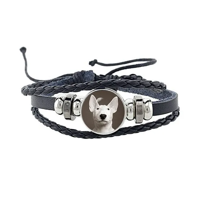 Rottweiler Glass Cabochon Bracelet, Sheltie, Shar Pei Dog, Multilayer Leather Bracelet, Fashion Accessories, Jewelry