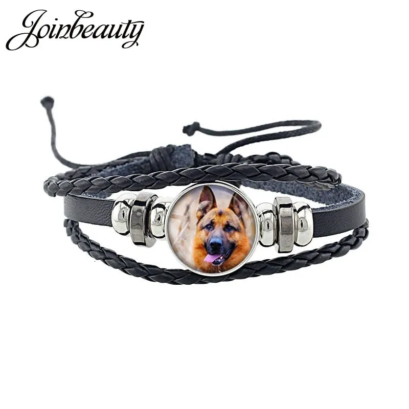 Rottweiler Glass Cabochon Bracelet, Sheltie, Shar Pei Dog, Multilayer Leather Bracelet, Fashion Accessories, Jewelry