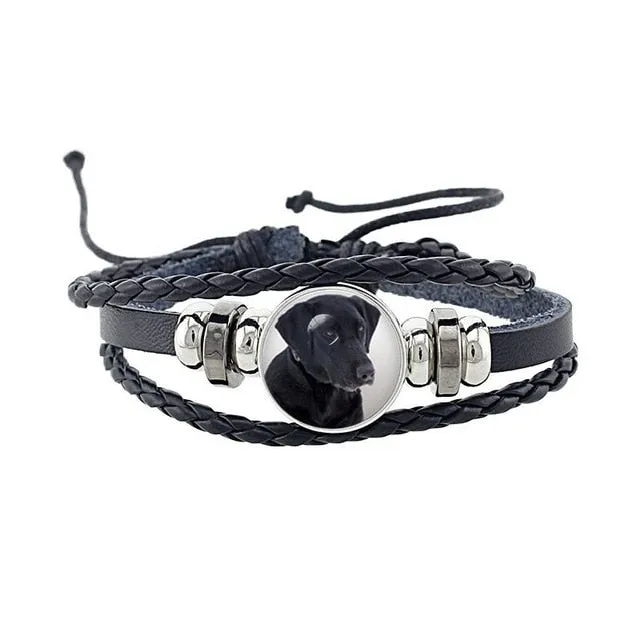 Rottweiler Glass Cabochon Bracelet, Sheltie, Shar Pei Dog, Multilayer Leather Bracelet, Fashion Accessories, Jewelry