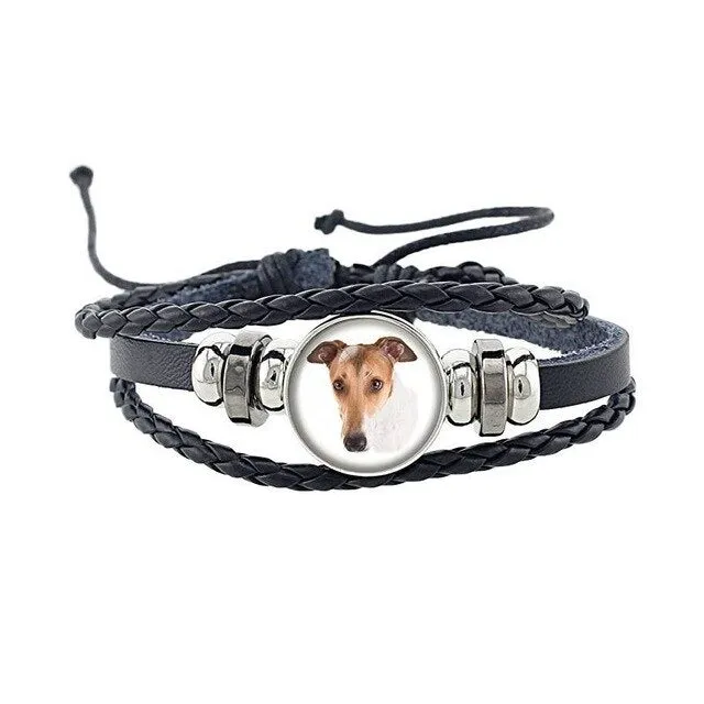 Rottweiler Glass Cabochon Bracelet, Sheltie, Shar Pei Dog, Multilayer Leather Bracelet, Fashion Accessories, Jewelry