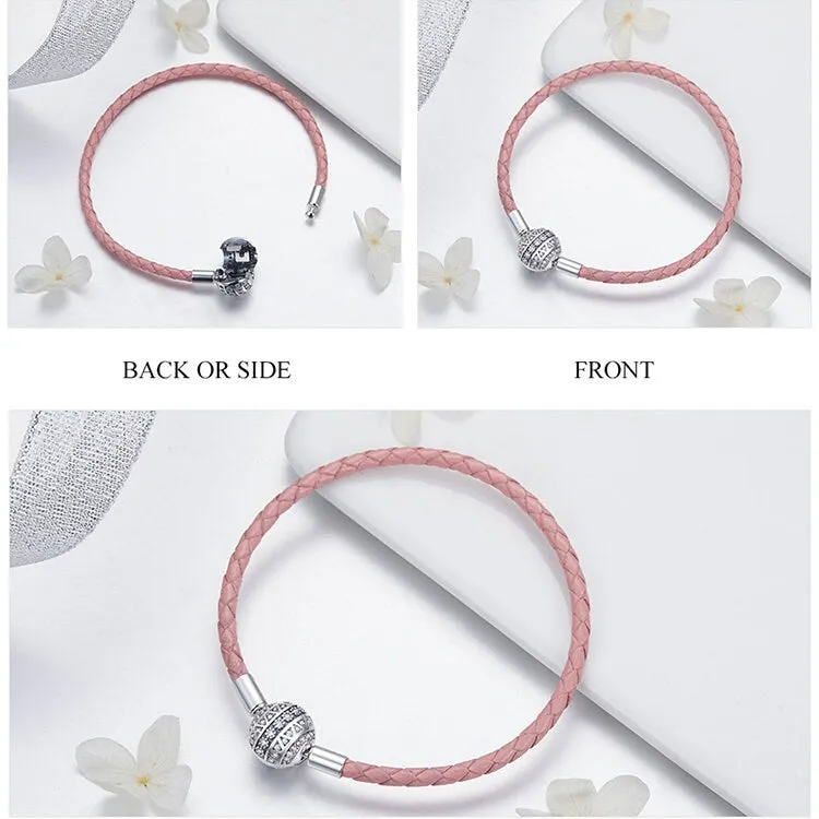 S925 Silver Pink Girly Heart Charm Bracelet