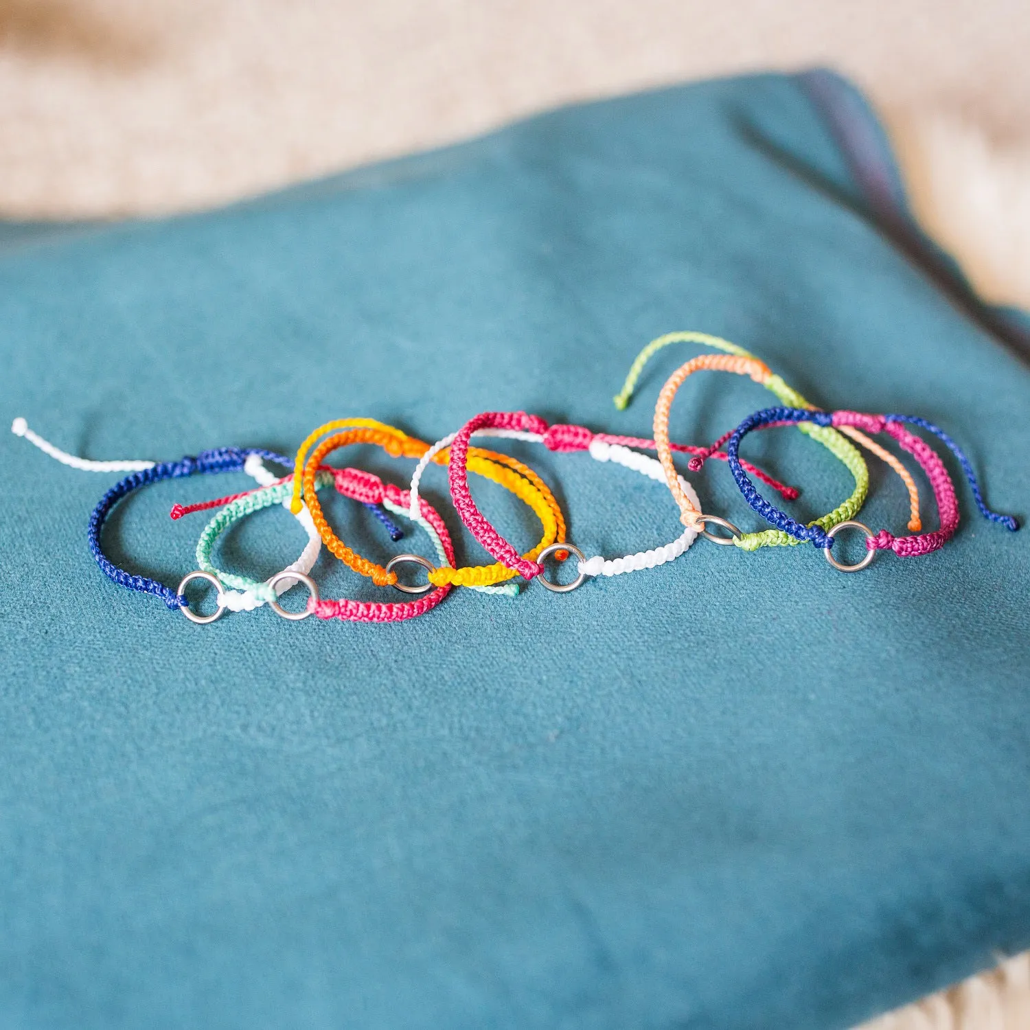 Set of 6 Elements String Bracelets (1 style in 6 different colors)