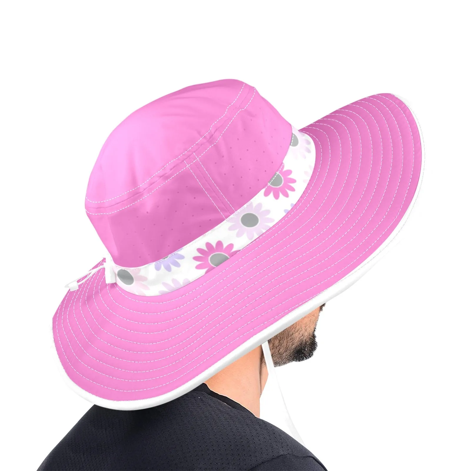 solid print 2a Wide Brim Bucket Hat