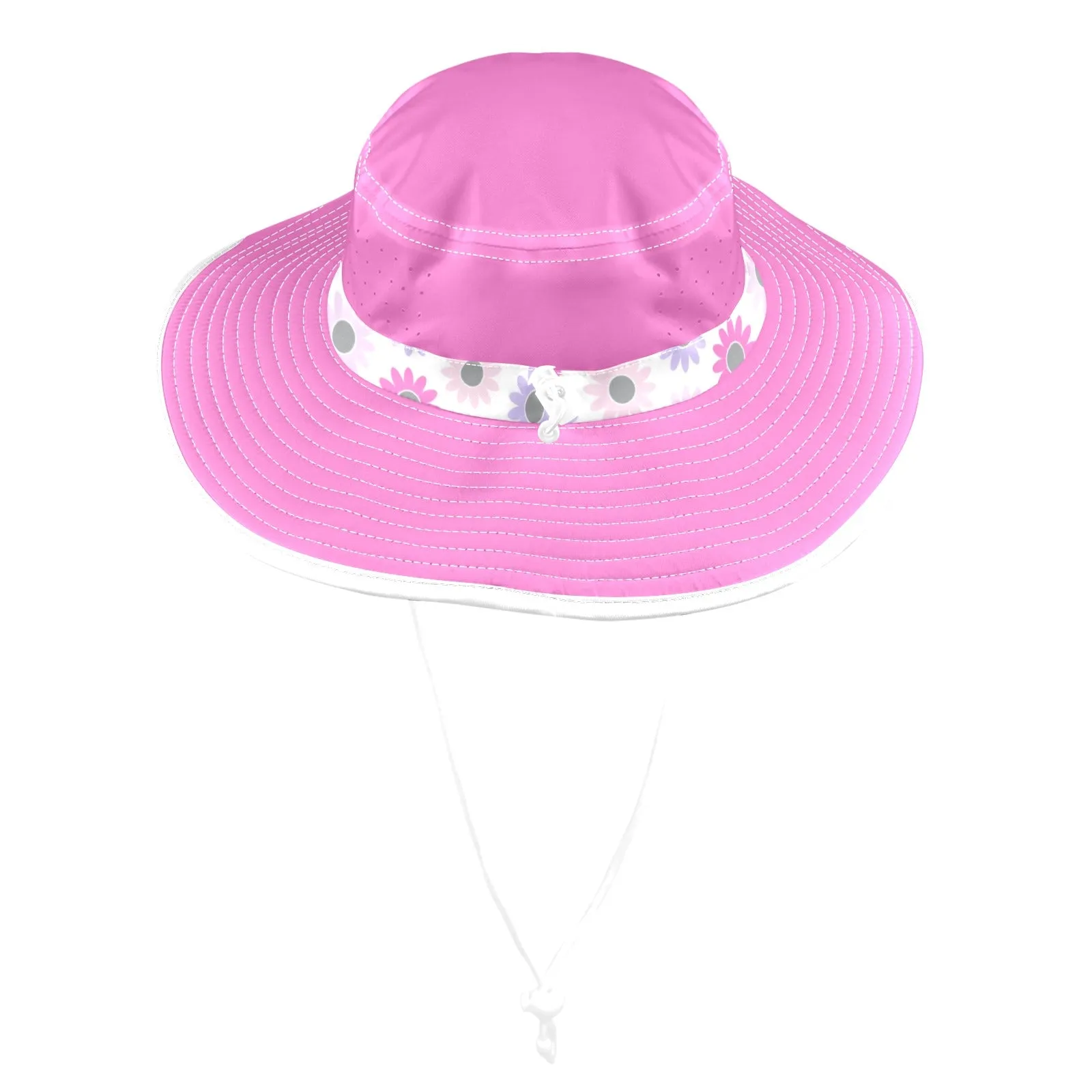 solid print 2a Wide Brim Bucket Hat
