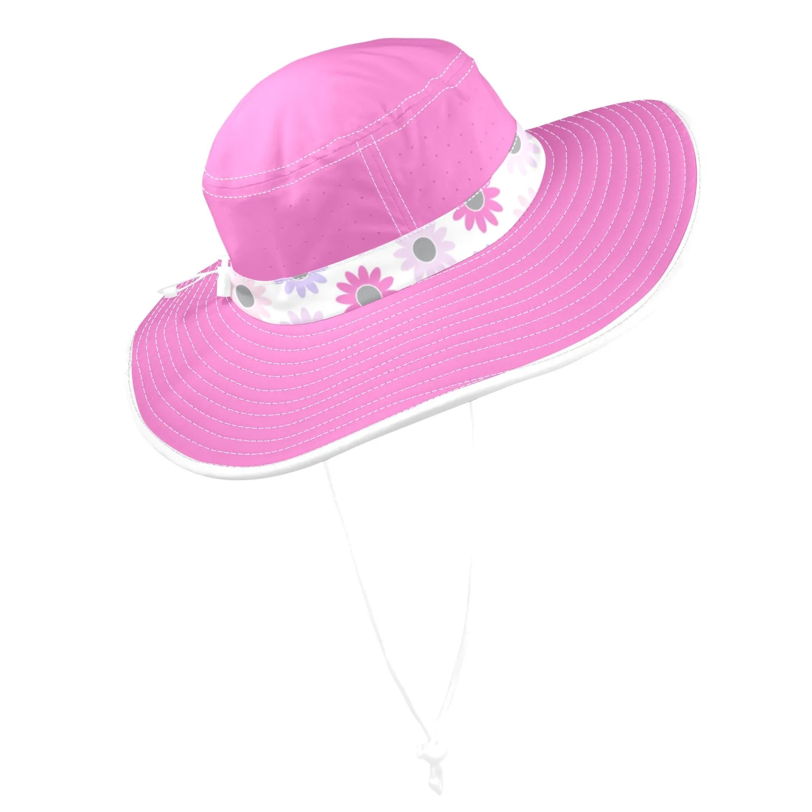 solid print 2a Wide Brim Bucket Hat