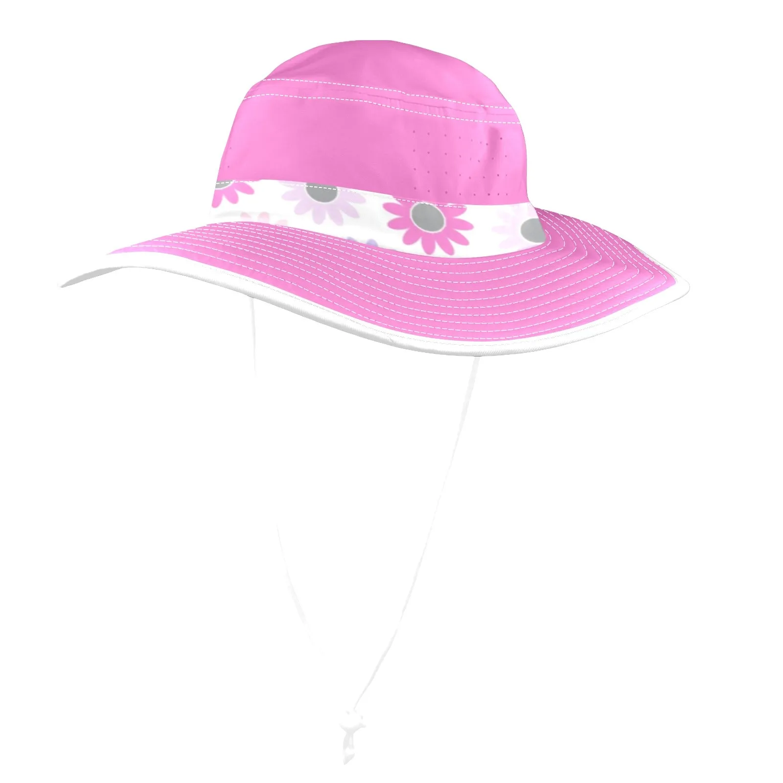 solid print 2a Wide Brim Bucket Hat
