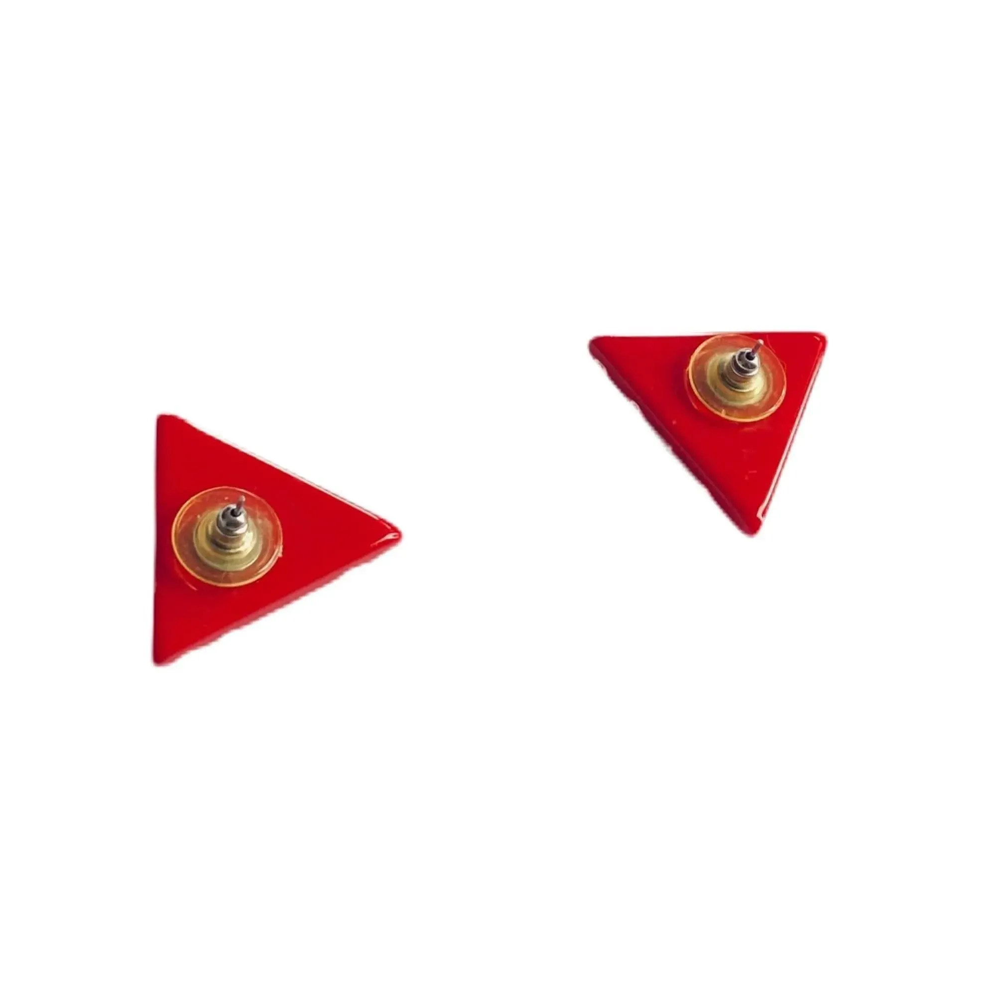 Vintage Triangle Plastic Red/White Earrings