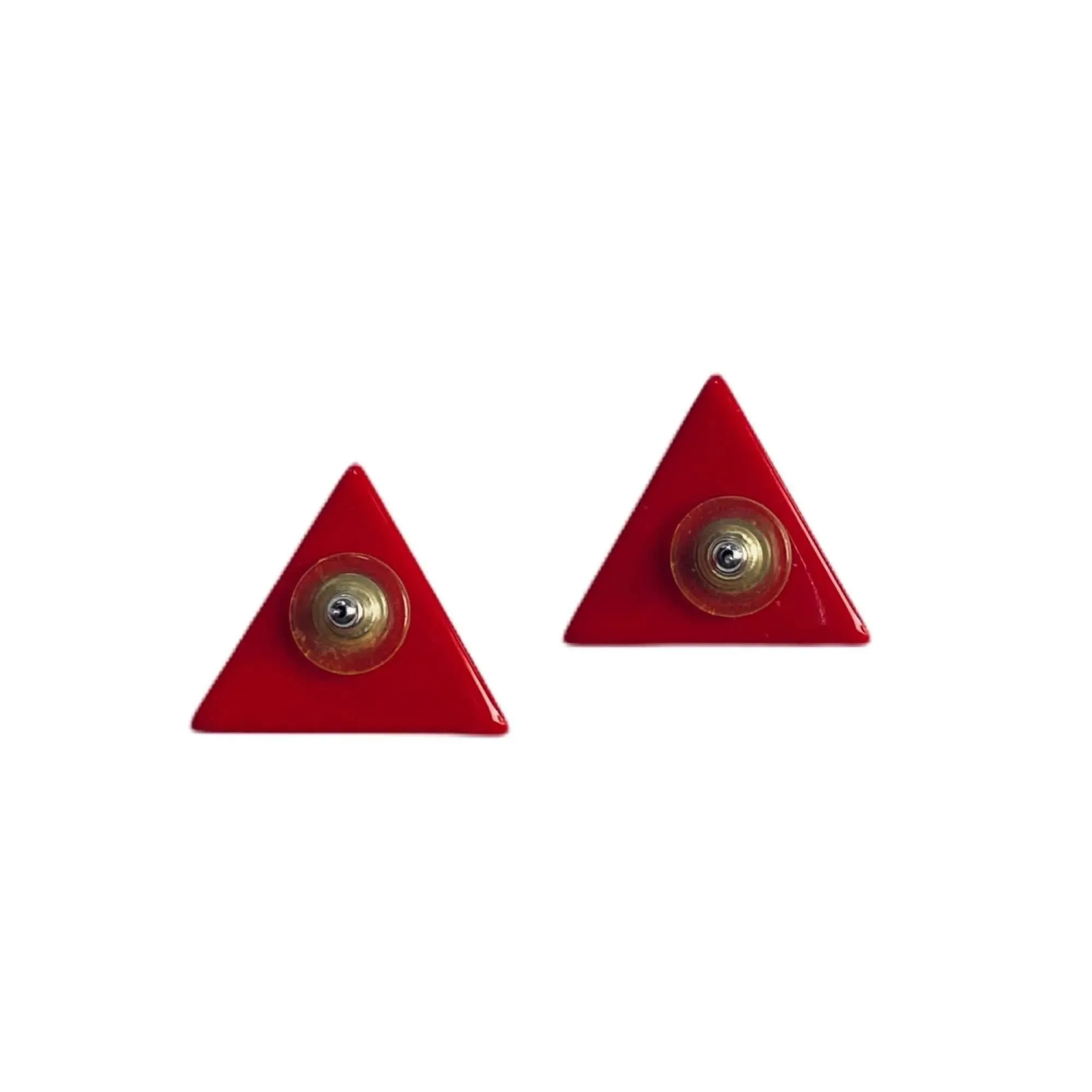 Vintage Triangle Plastic Red/White Earrings
