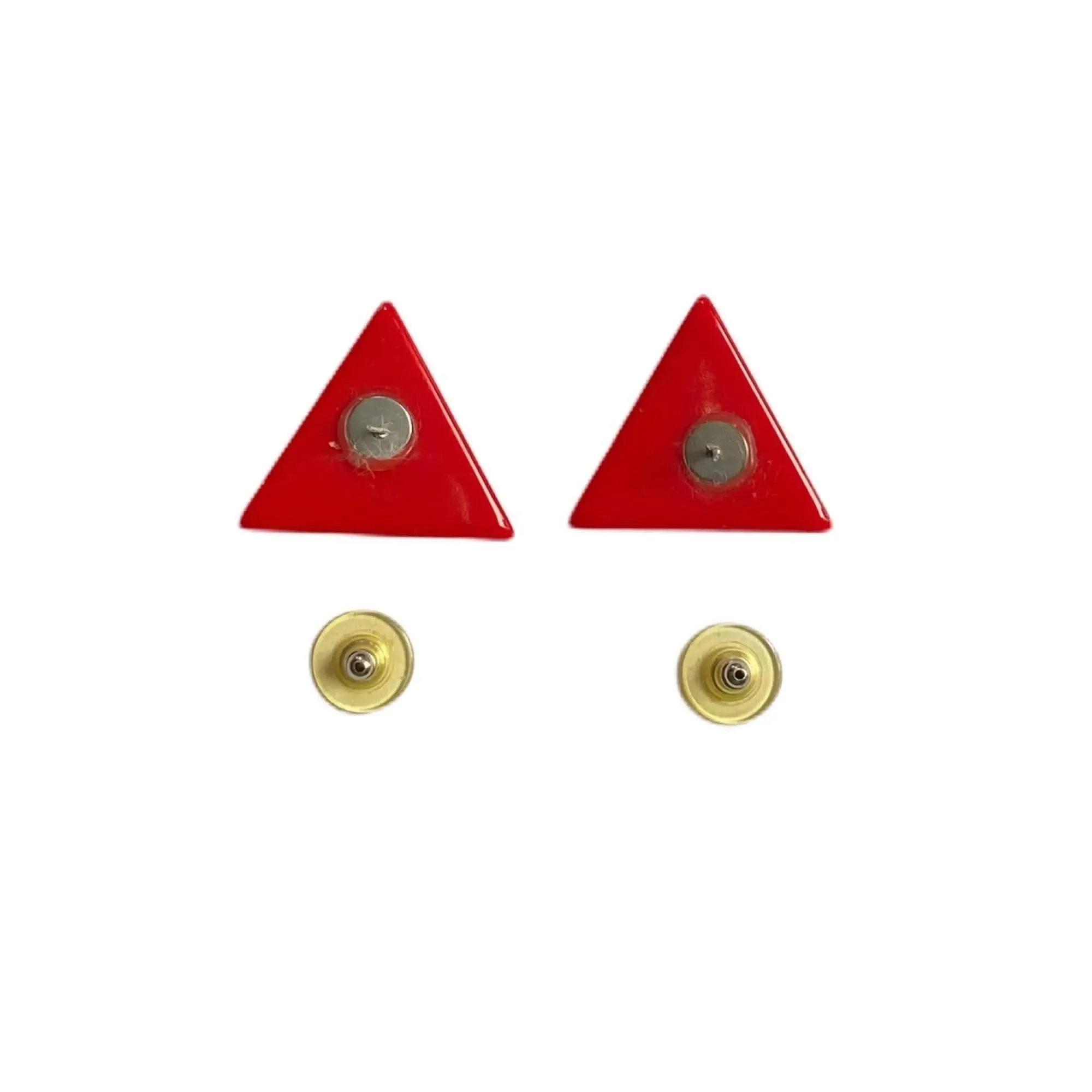 Vintage Triangle Plastic Red/White Earrings