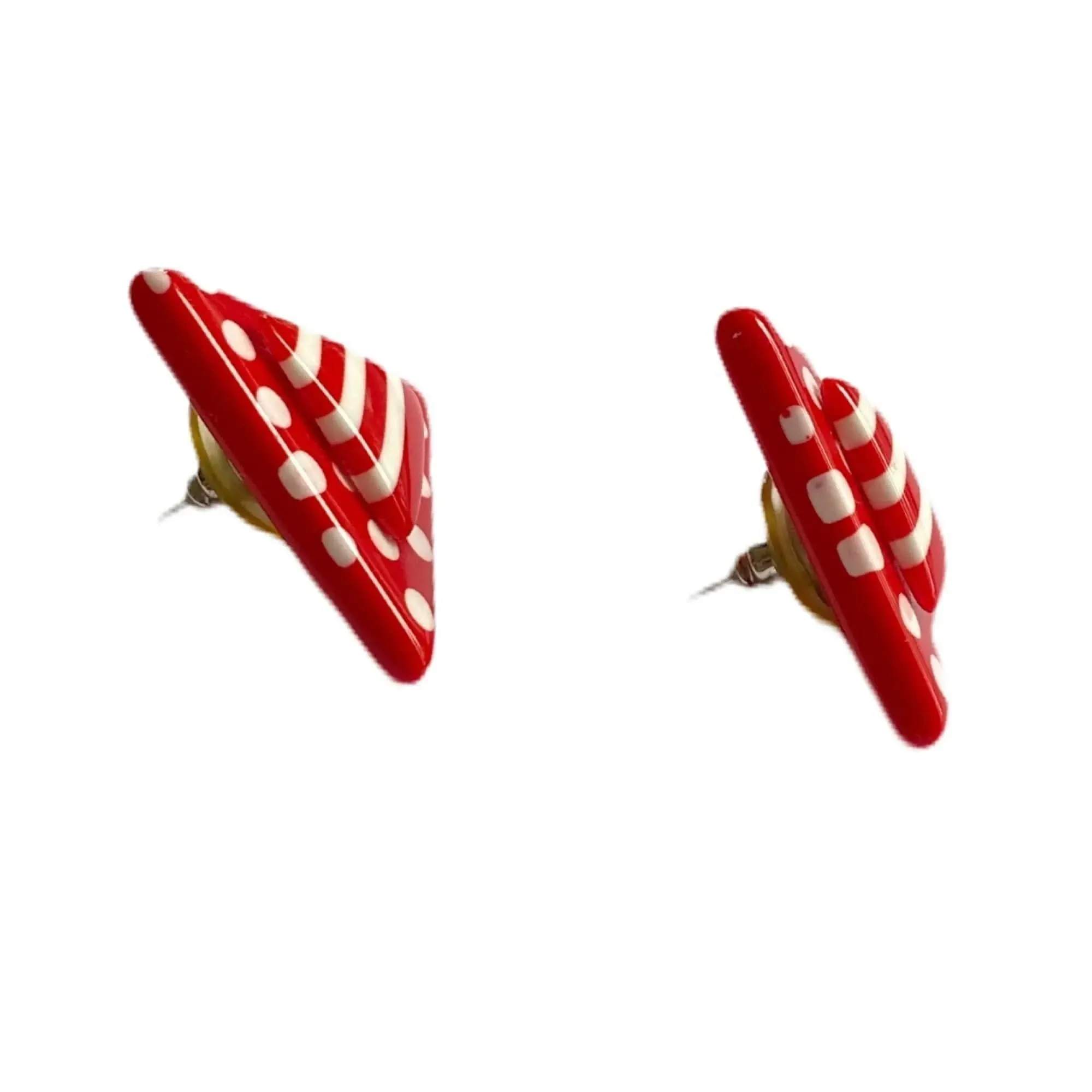 Vintage Triangle Plastic Red/White Earrings